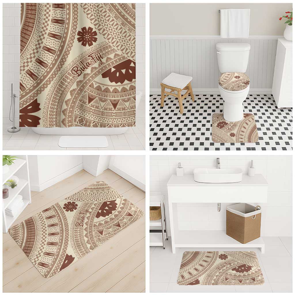 Bula Fiji Classic Masi Tapa Bathroom Set Vintage Beige LT7 - Polynesian Pride