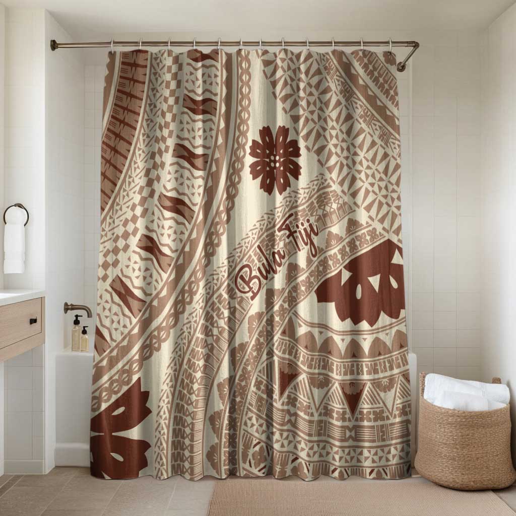 Bula Fiji Classic Masi Tapa Bathroom Set Vintage Beige LT7 Shower Curtain Only Beige - Polynesian Pride