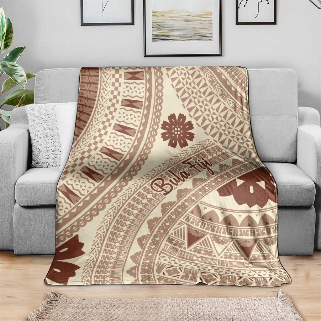 Bula Fiji Classic Masi Tapa Blanket Vintage Beige LT7 - Polynesian Pride