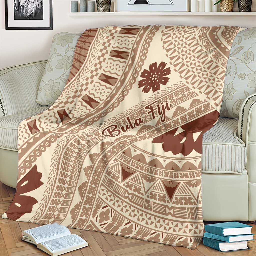 Bula Fiji Classic Masi Tapa Blanket Vintage Beige LT7 - Polynesian Pride