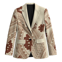 Bula Fiji Classic Masi Tapa Blazer Vintage Beige LT7 Unisex Beige - Polynesian Pride