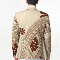 Bula Fiji Classic Masi Tapa Blazer Vintage Beige LT7 - Polynesian Pride