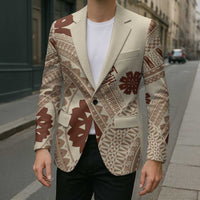 Bula Fiji Classic Masi Tapa Blazer Vintage Beige LT7 - Polynesian Pride
