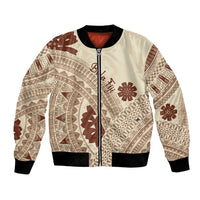 Bula Fiji Classic Masi Tapa Bomber Jacket Vintage Beige LT7 Unisex Beige - Polynesian Pride