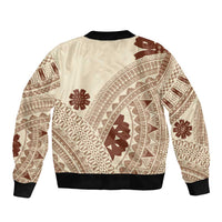 Bula Fiji Classic Masi Tapa Bomber Jacket Vintage Beige LT7 - Polynesian Pride