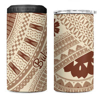Bula Fiji Classic Masi Tapa 4 in 1 Can Cooler Tumbler Vintage Beige LT7 One Size: 16 oz Beige - Polynesian Pride