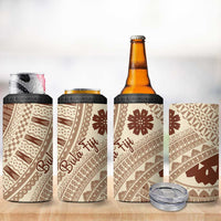 Bula Fiji Classic Masi Tapa 4 in 1 Can Cooler Tumbler Vintage Beige LT7 - Polynesian Pride