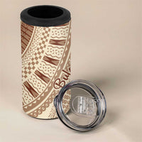 Bula Fiji Classic Masi Tapa 4 in 1 Can Cooler Tumbler Vintage Beige LT7 - Polynesian Pride