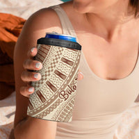 Bula Fiji Classic Masi Tapa 4 in 1 Can Cooler Tumbler Vintage Beige LT7 - Polynesian Pride
