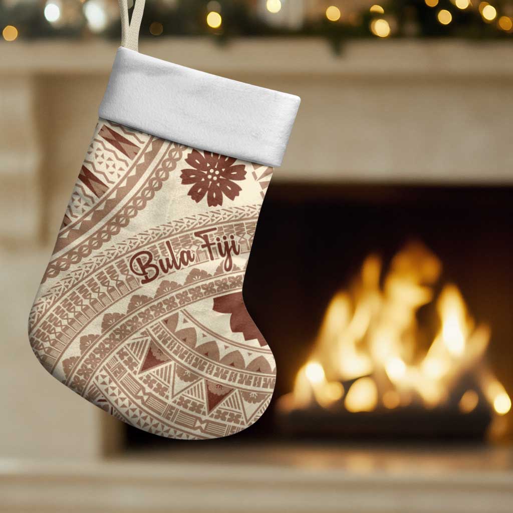 Bula Fiji Classic Masi Tapa Christmas Stocking Vintage Beige LT7 Set of 2 Beige - Polynesian Pride