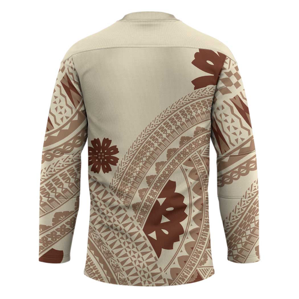 Bula Fiji Classic Masi Tapa Hockey Jersey Vintage Beige LT7 - Polynesian Pride