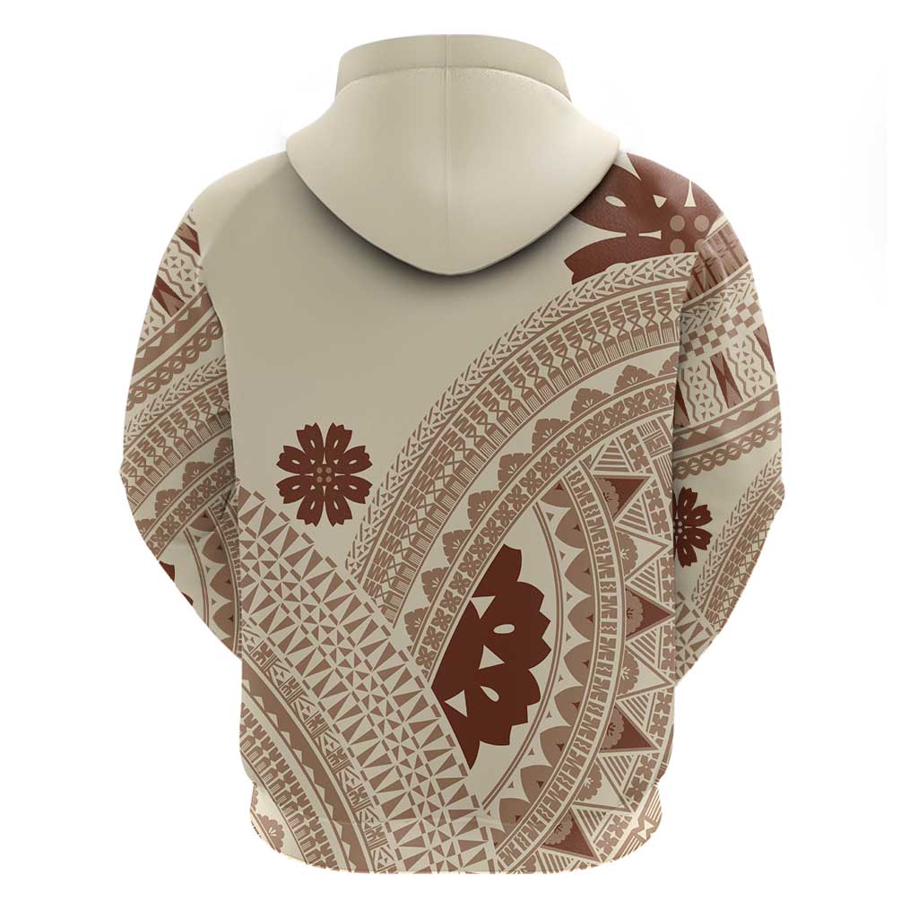 Bula Fiji Classic Masi Tapa Hoodie Vintage Beige LT7 - Polynesian Pride