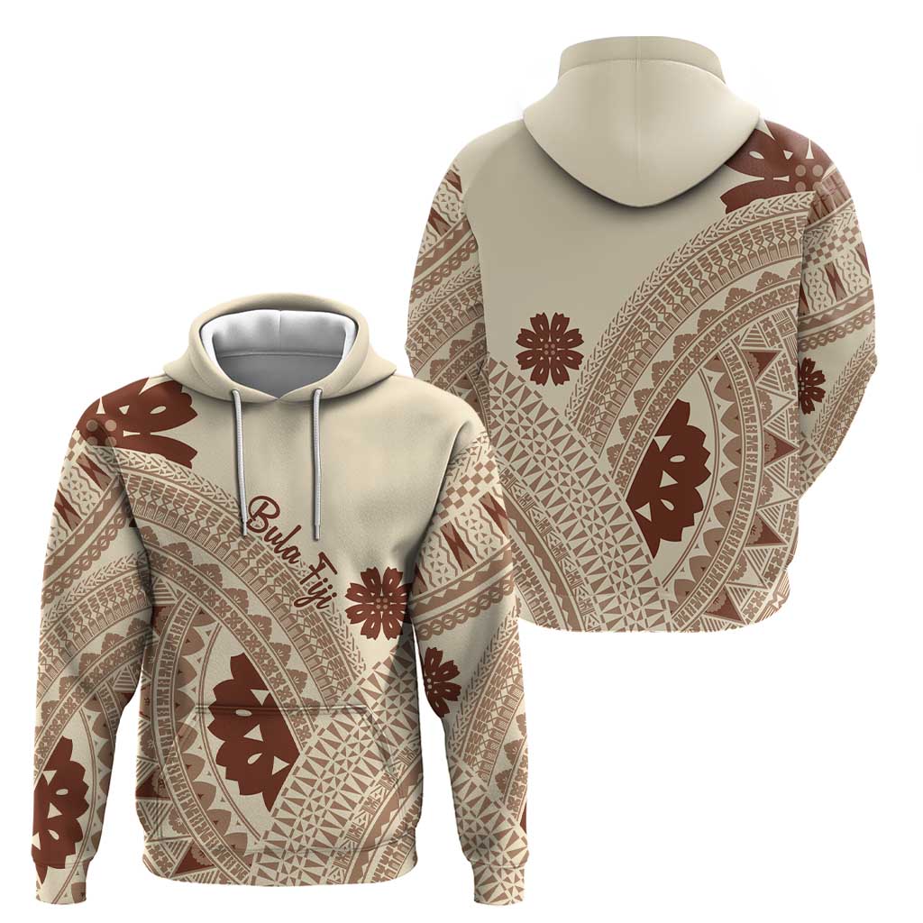 Bula Fiji Classic Masi Tapa Hoodie Vintage Beige LT7 - Polynesian Pride