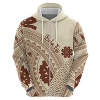 Bula Fiji Classic Masi Tapa Hoodie Vintage Beige LT7 - Polynesian Pride