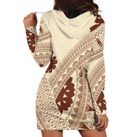 Bula Fiji Classic Masi Tapa Hoodie Dress Vintage Beige LT7 - Polynesian Pride