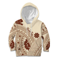 Bula Fiji Classic Masi Tapa Kid Hoodie Vintage Beige LT7 Hoodie Beige - Polynesian Pride