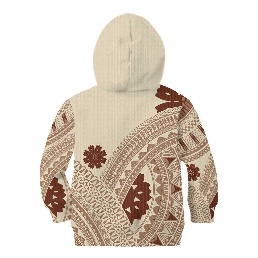 Bula Fiji Classic Masi Tapa Kid Hoodie Vintage Beige LT7 - Polynesian Pride