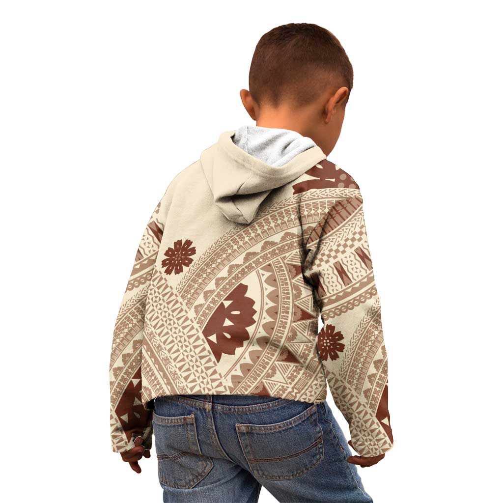 Bula Fiji Classic Masi Tapa Kid Hoodie Vintage Beige LT7 - Polynesian Pride