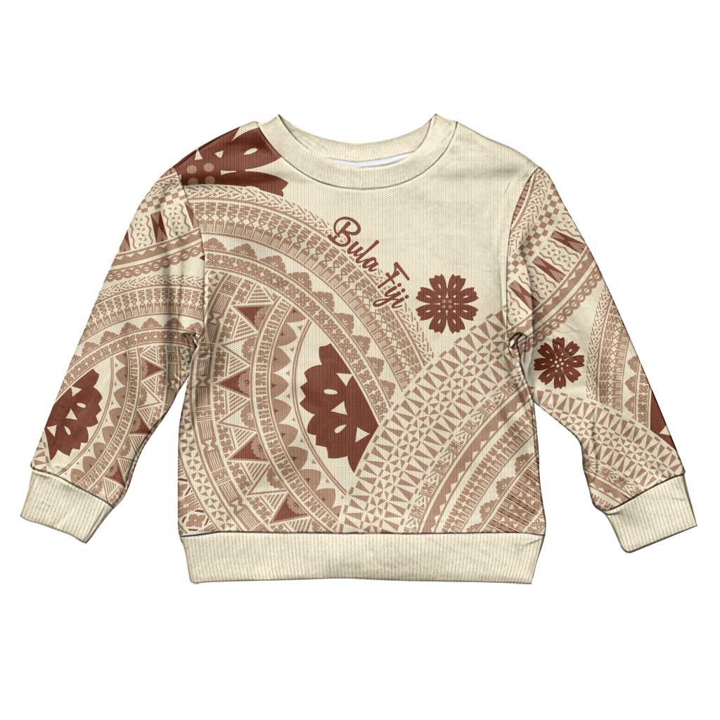Bula Fiji Classic Masi Tapa Kid Ugly Christmas Sweater Vintage Beige LT7 Kid Beige - Polynesian Pride