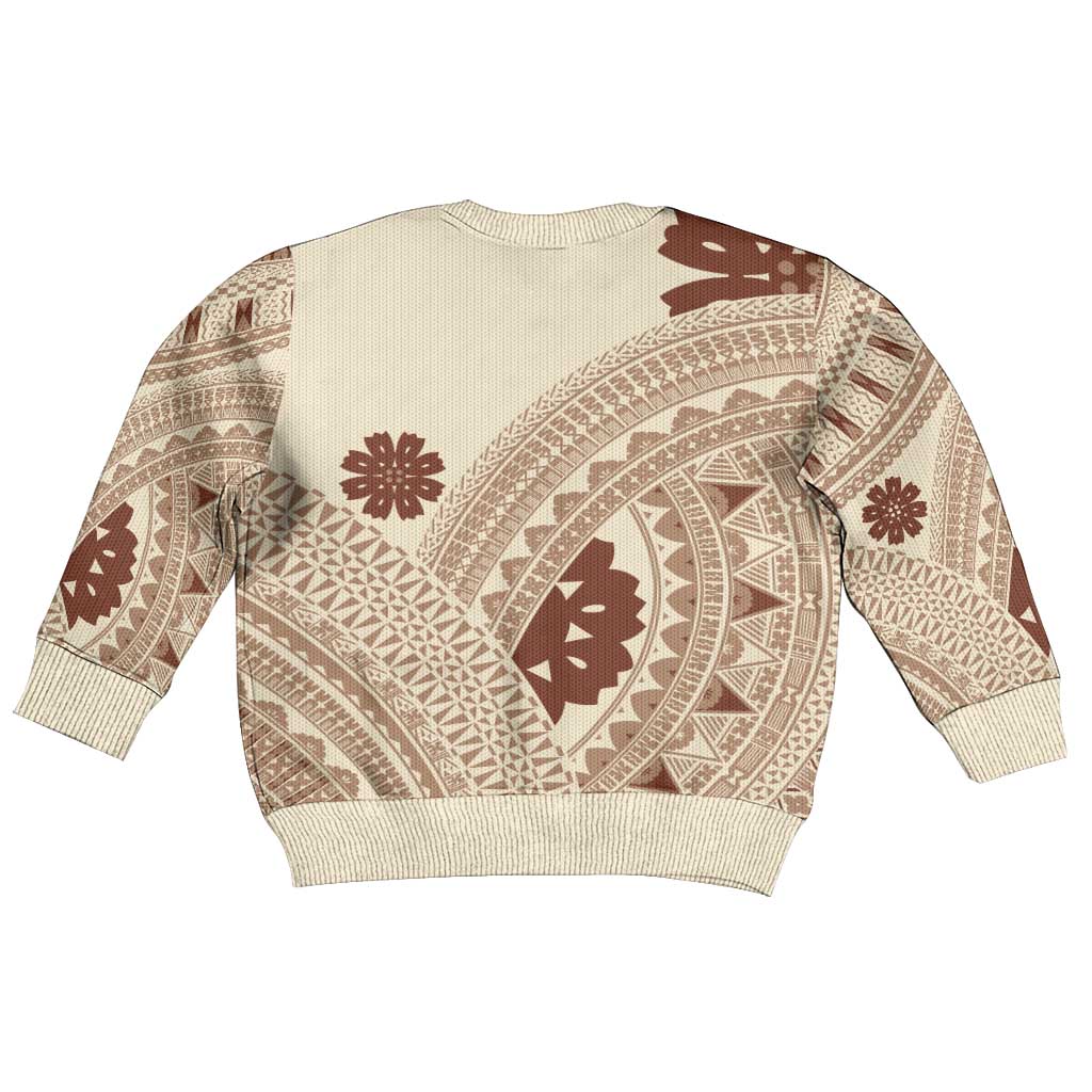 Bula Fiji Classic Masi Tapa Kid Ugly Christmas Sweater Vintage Beige LT7 - Polynesian Pride