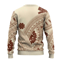 Bula Fiji Classic Masi Tapa Ugly Christmas Sweater Vintage Beige LT7 - Polynesian Pride