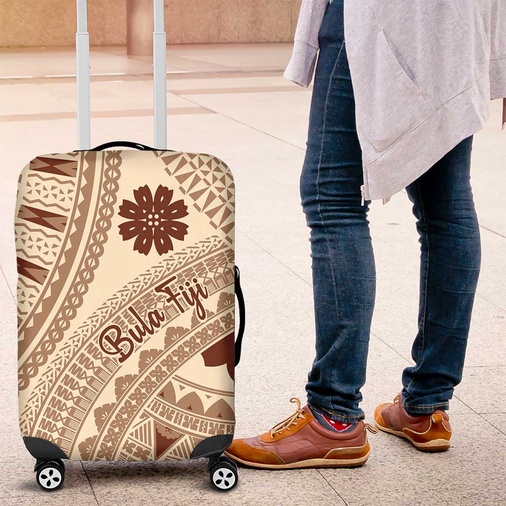 Bula Fiji Classic Masi Tapa Luggage Cover Vintage Beige LT7 Beige - Polynesian Pride
