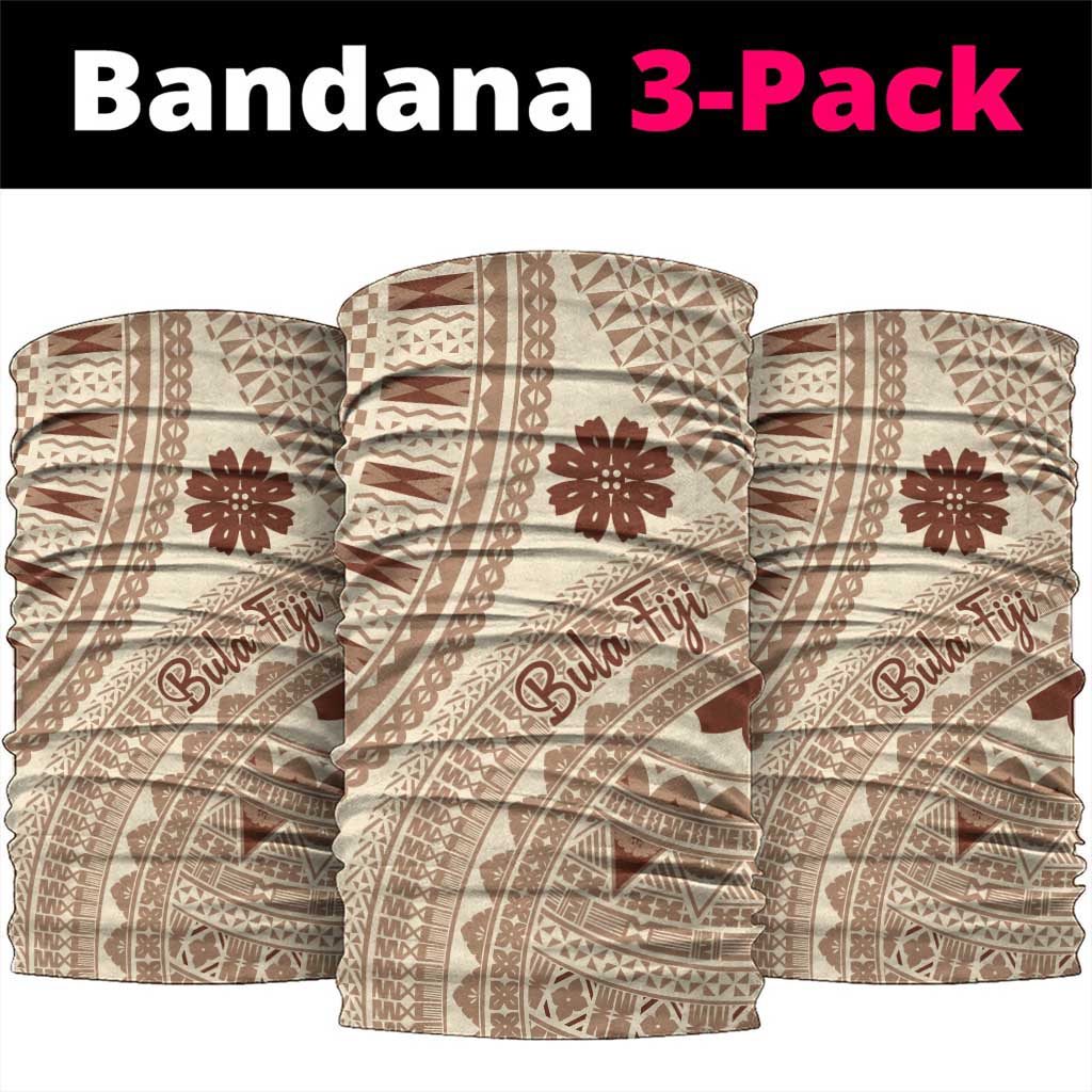 Bula Fiji Classic Masi Tapa Neck Gaiter Vintage Beige LT7 package One Size: 25*50cm Beige - Polynesian Pride