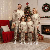 Bula Fiji Classic Masi Tapa Christmas Pajama Set Vintage Beige LT7 - Polynesian Pride