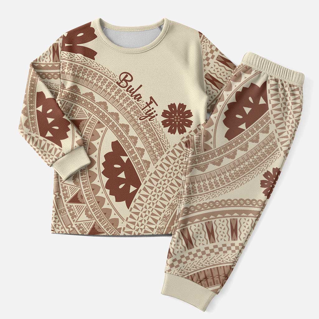 Bula Fiji Classic Masi Tapa Christmas Pajama Set Vintage Beige LT7 Men Beige - Polynesian Pride