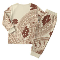 Bula Fiji Classic Masi Tapa Christmas Pajama Set Vintage Beige LT7 - Polynesian Pride