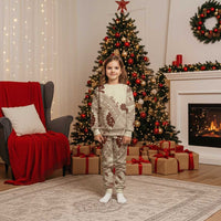 Bula Fiji Classic Masi Tapa Christmas Pajama Set Vintage Beige LT7 Kid Beige - Polynesian Pride