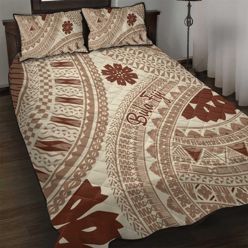 Bula Fiji Classic Masi Tapa Quilt Bed Set Vintage Beige LT7 Beige - Polynesian Pride