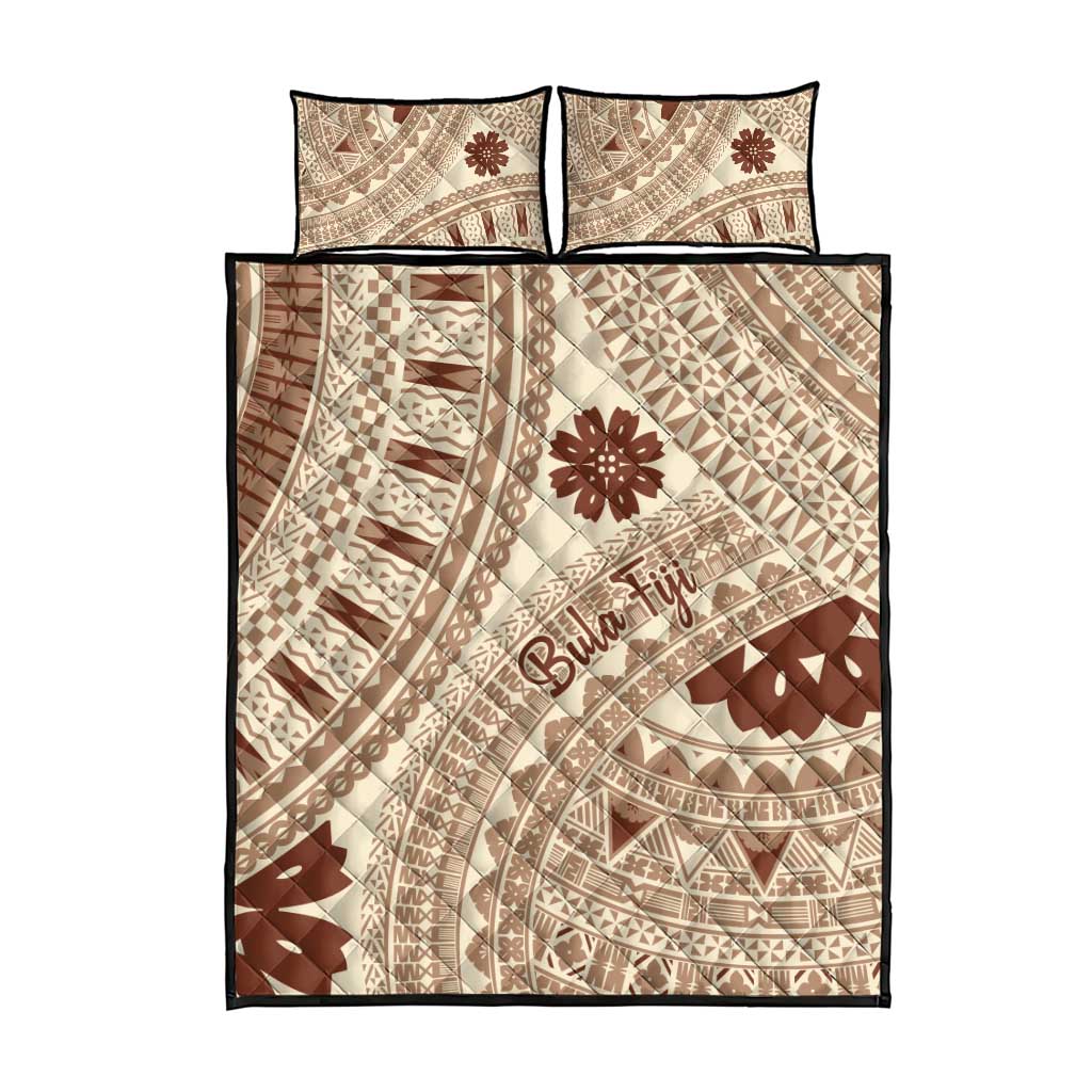Bula Fiji Classic Masi Tapa Quilt Bed Set Vintage Beige LT7 - Polynesian Pride