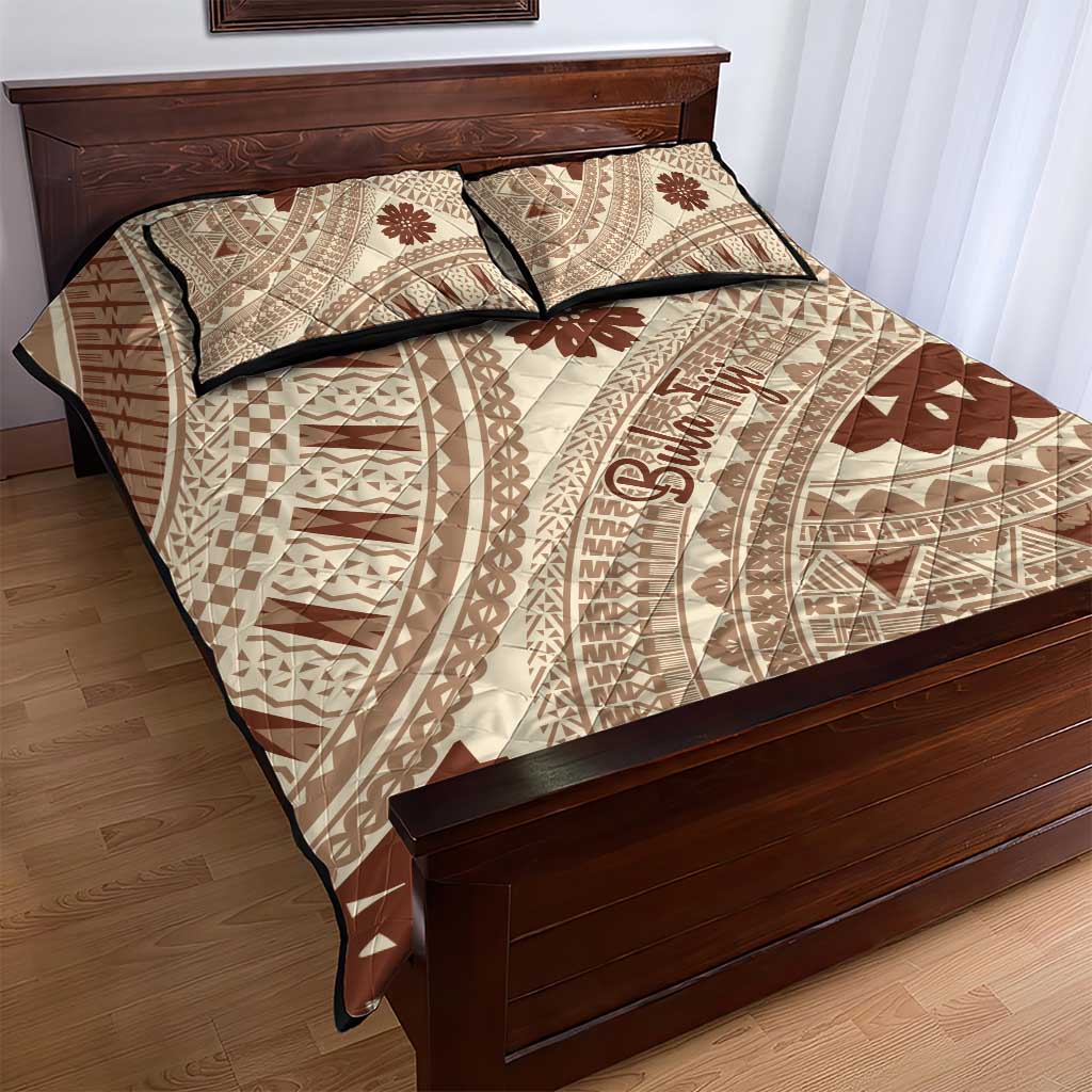Bula Fiji Classic Masi Tapa Quilt Bed Set Vintage Beige LT7 - Polynesian Pride