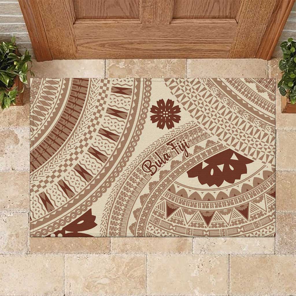 Bula Fiji Classic Masi Tapa Rubber Doormat Vintage Beige LT7 Beige - Polynesian Pride