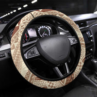 Bula Fiji Classic Masi Tapa Steering Wheel Cover Vintage Beige LT7 Universal Fit Beige - Polynesian Pride