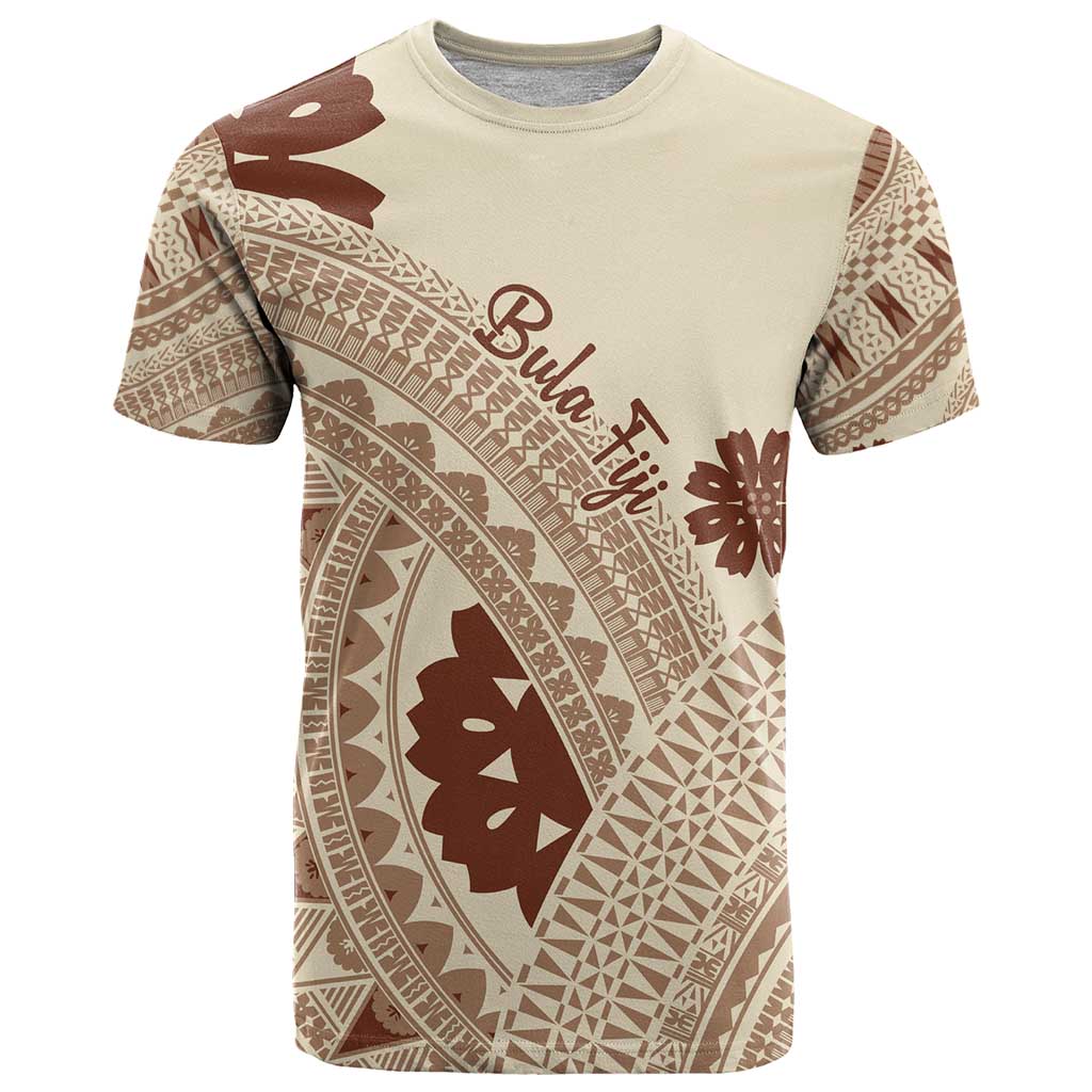 Bula Fiji Classic Masi Tapa T Shirt Vintage Beige LT7 Beige - Polynesian Pride