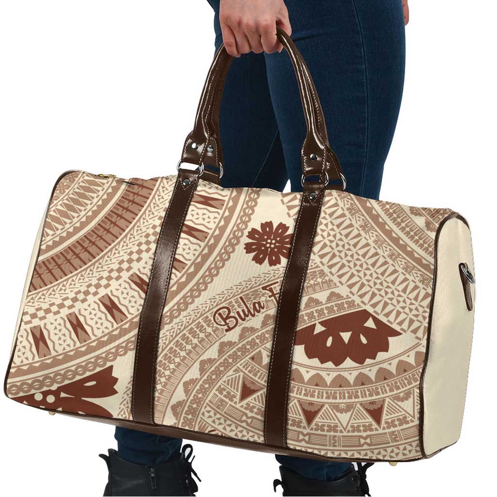 Bula Fiji Classic Masi Tapa Travel Bag Vintage Beige LT7 - Polynesian Pride