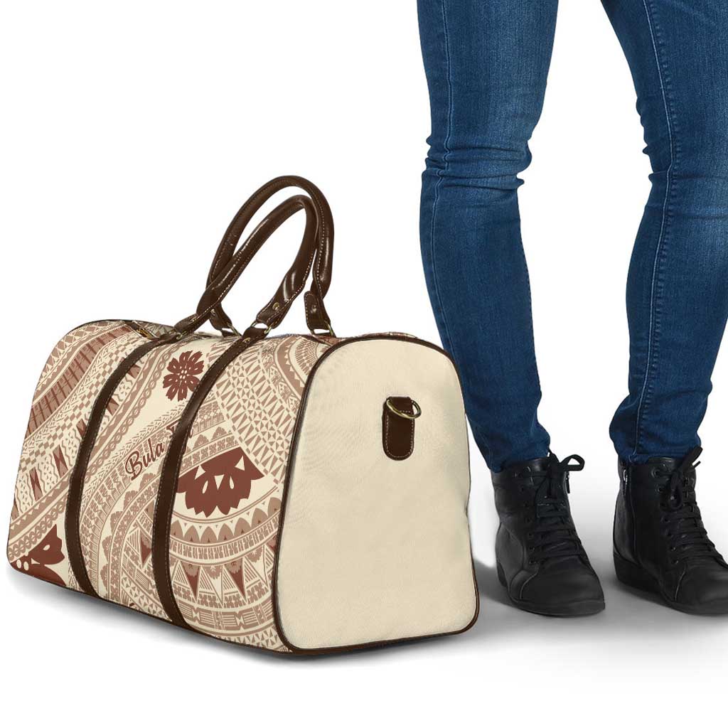 Bula Fiji Classic Masi Tapa Travel Bag Vintage Beige LT7 - Polynesian Pride
