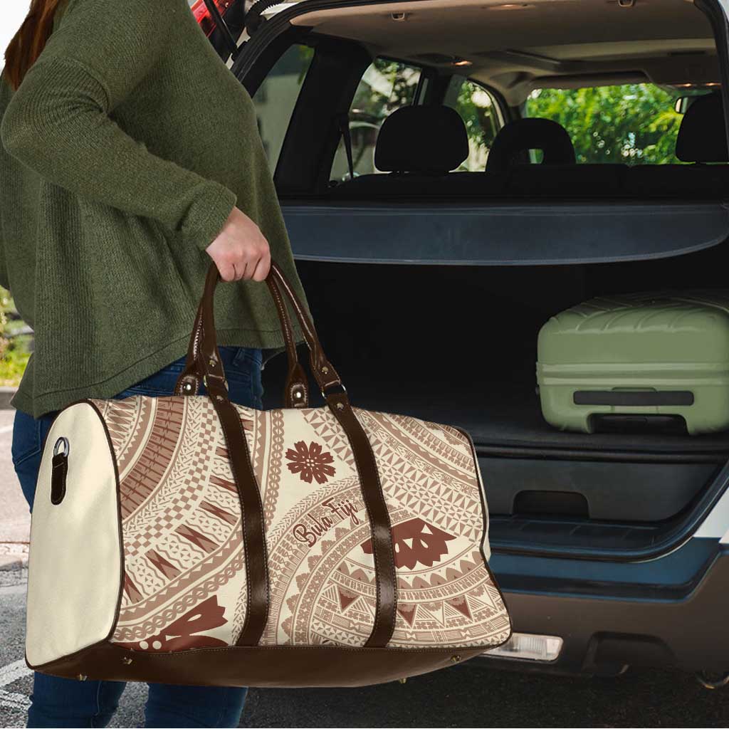 Bula Fiji Classic Masi Tapa Travel Bag Vintage Beige LT7 - Polynesian Pride