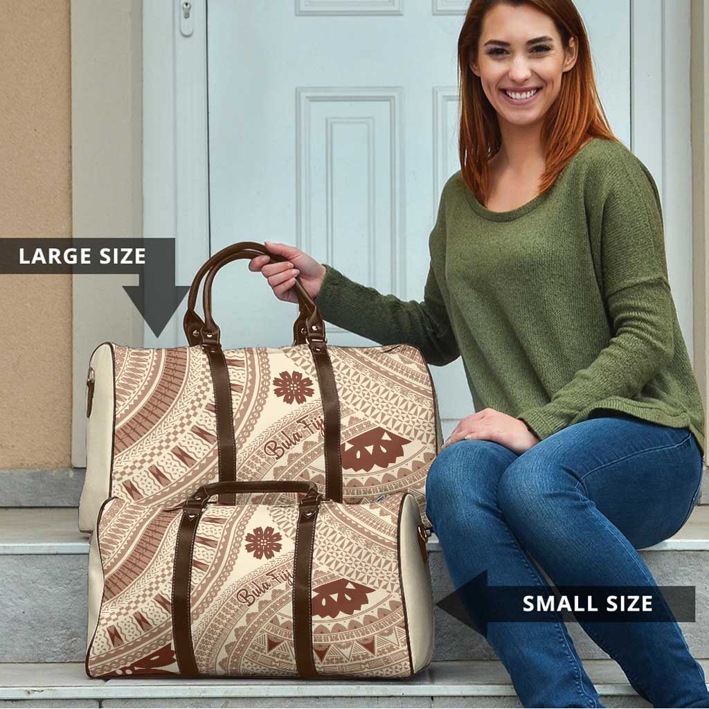 Bula Fiji Classic Masi Tapa Travel Bag Vintage Beige LT7 - Polynesian Pride