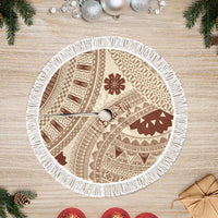 Bula Fiji Classic Masi Tapa Tree Skirt Vintage Beige LT7 Fringed Beige - Polynesian Pride