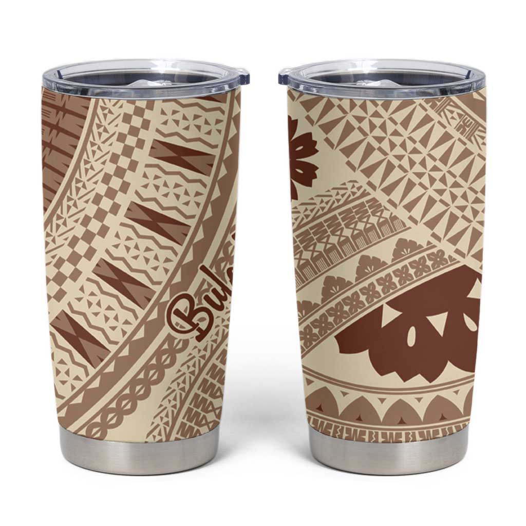 Bula Fiji Classic Masi Tapa Tumbler Cup Vintage Beige LT7 Beige - Polynesian Pride