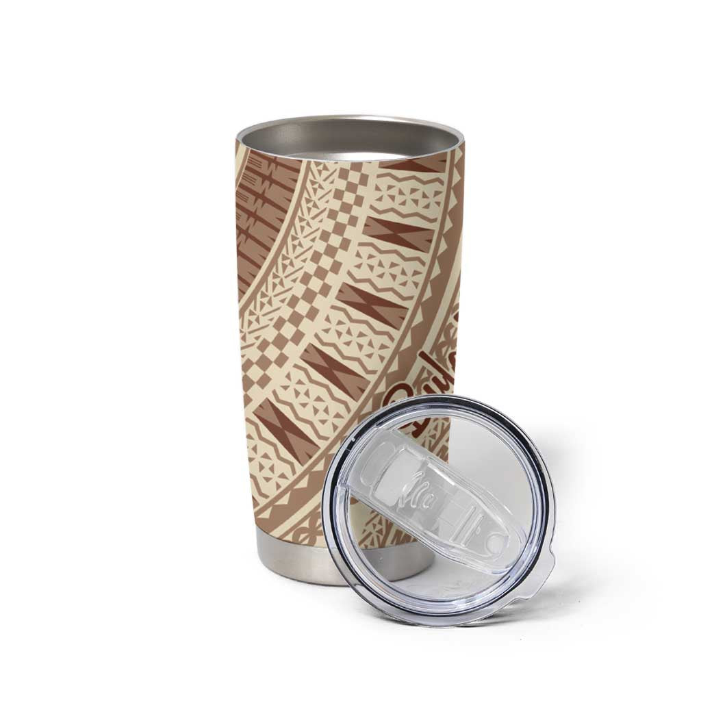 Bula Fiji Classic Masi Tapa Tumbler Cup Vintage Beige LT7 - Polynesian Pride