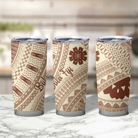 Bula Fiji Classic Masi Tapa Tumbler Cup Vintage Beige LT7 - Polynesian Pride