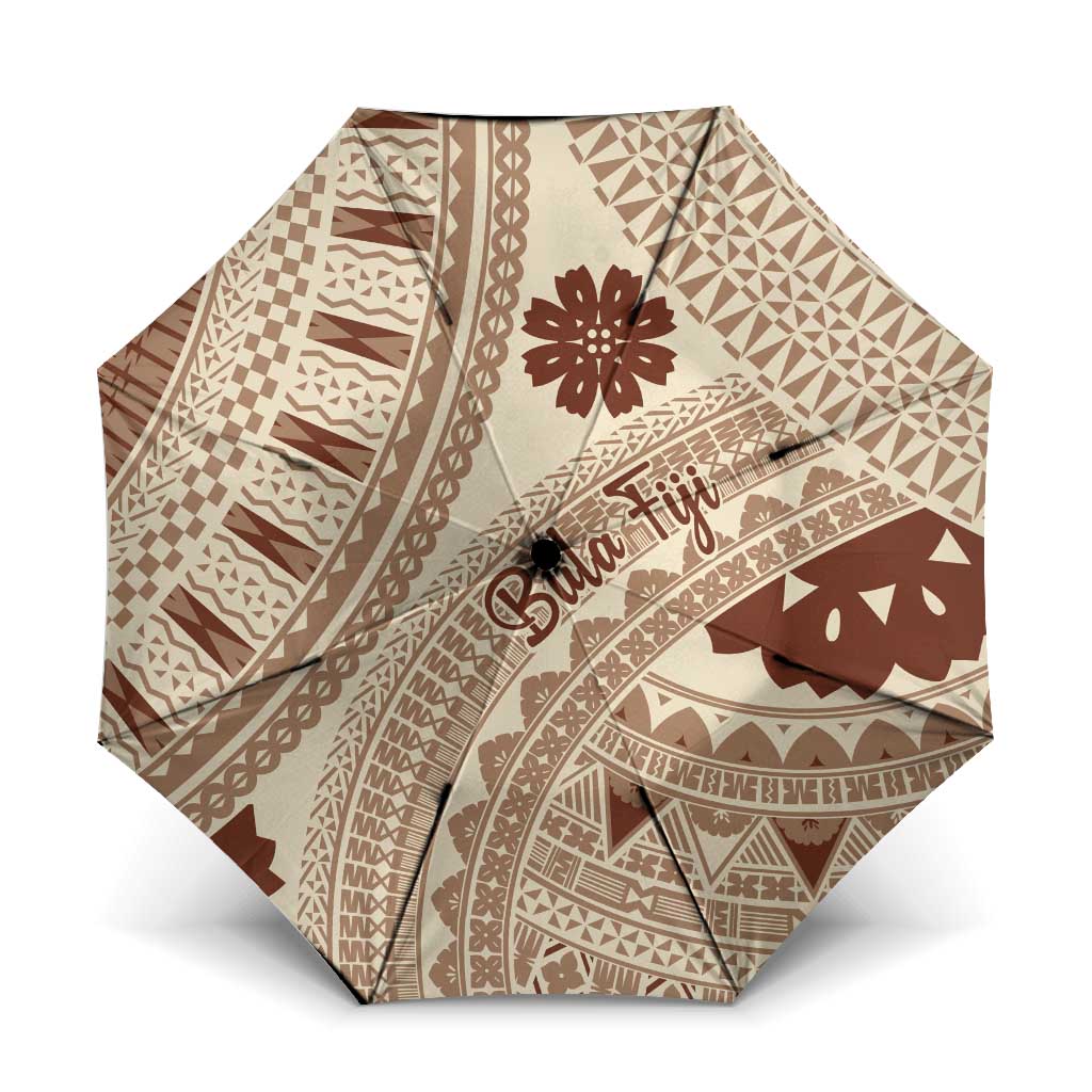 Bula Fiji Classic Masi Tapa Umbrella Vintage Beige LT7 One Size Folded 11.42 inch Opened Diameter 37.4 inch Beige - Polynesian Pride