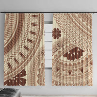 Bula Fiji Classic Masi Tapa Window Curtain Vintage Beige LT7 With Hooks Beige - Polynesian Pride