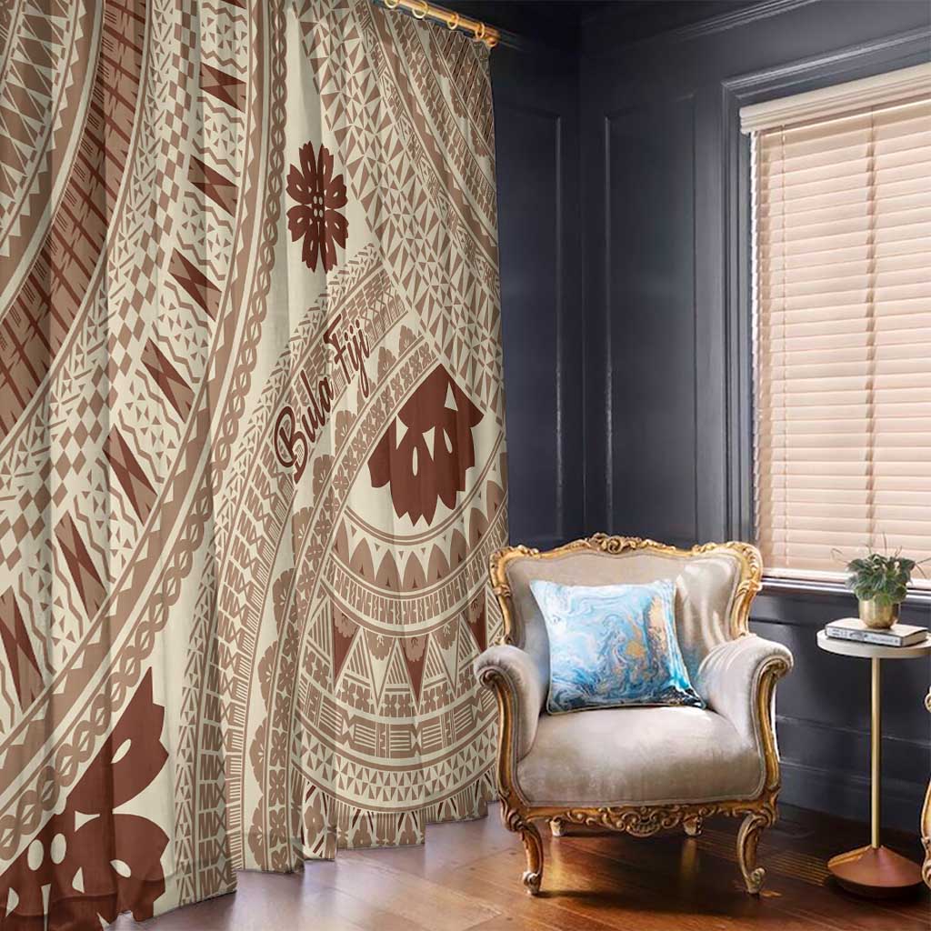 Bula Fiji Classic Masi Tapa Window Curtain Vintage Beige LT7 - Polynesian Pride