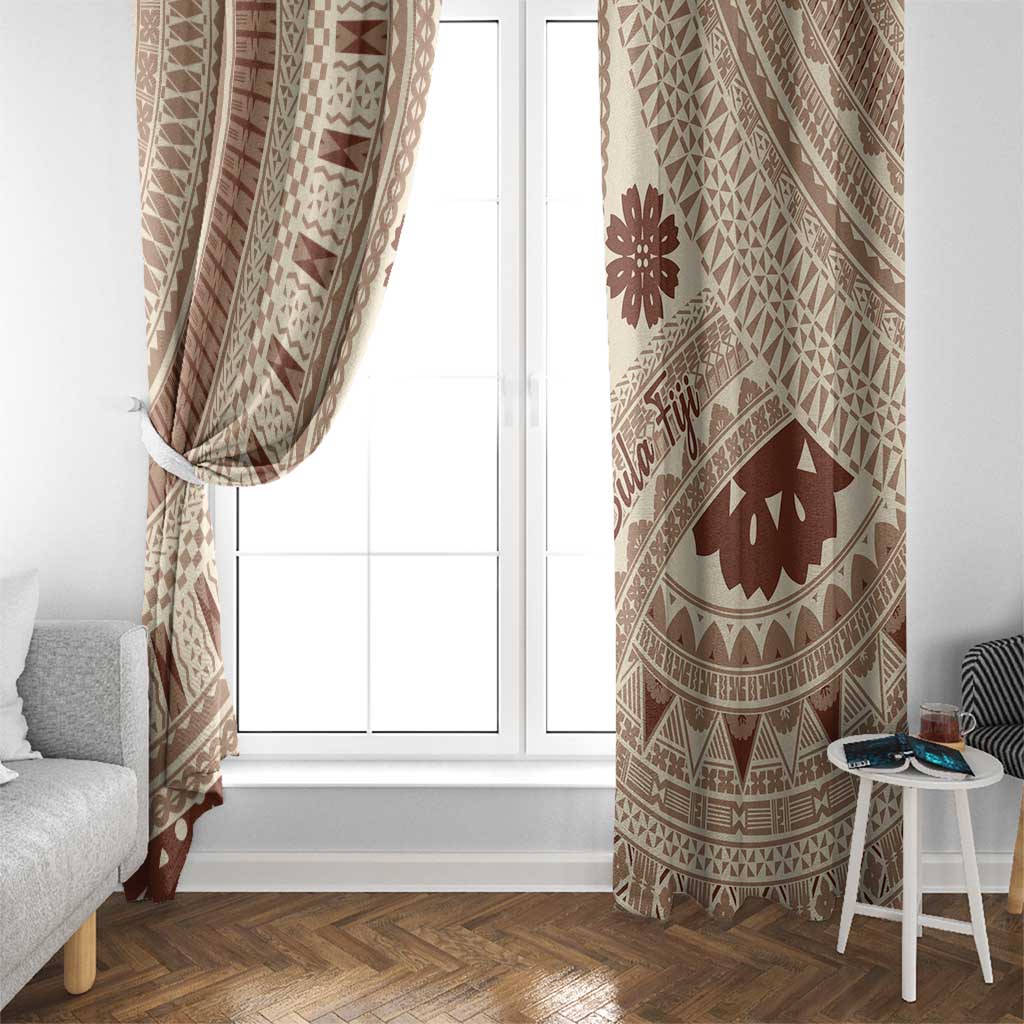 Bula Fiji Classic Masi Tapa Window Curtain Vintage Beige LT7 - Polynesian Pride