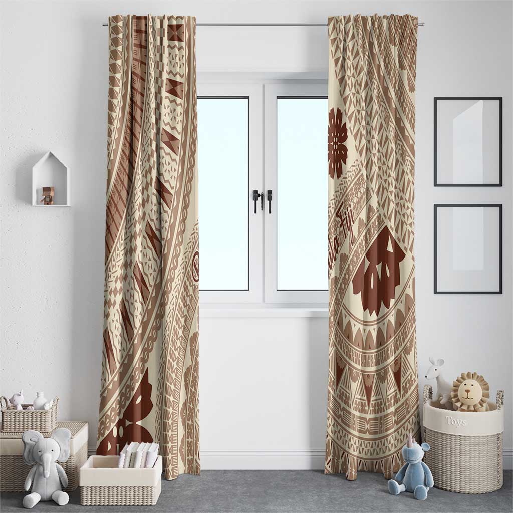 Bula Fiji Classic Masi Tapa Window Curtain Vintage Beige LT7 - Polynesian Pride